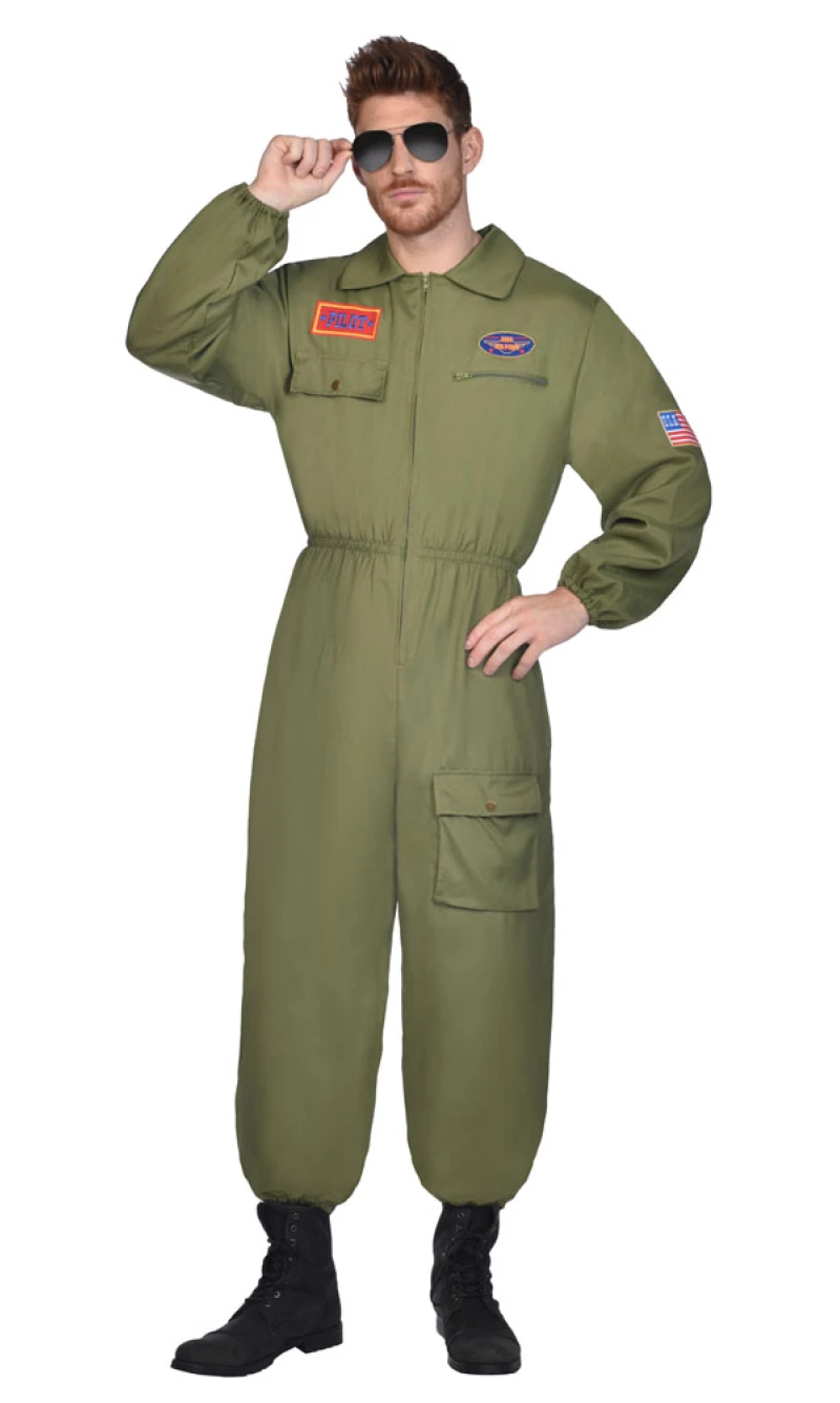 Fighter Pilot Jumpsuit Man Costume - Adult Size Extra Large