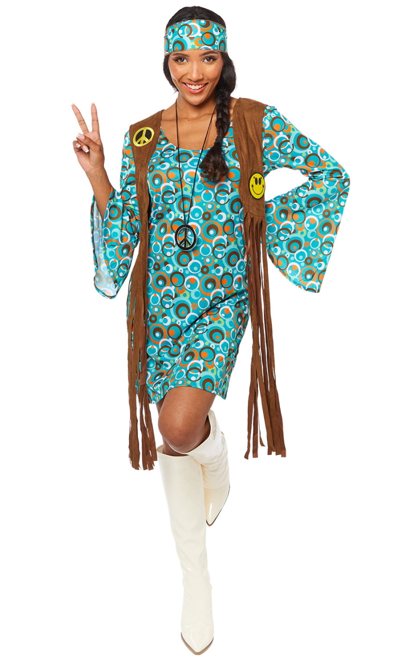 Peace Party Hippie Woman Costume - Adult Size Small