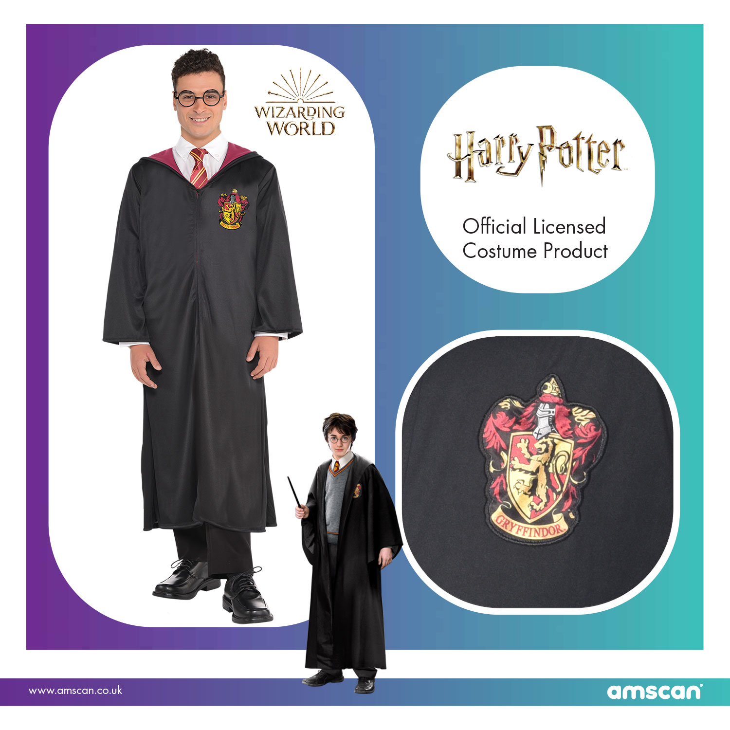 Official Licensed Harry Potter Gryffindor Man Costume - Adult Size Standard - Image 3