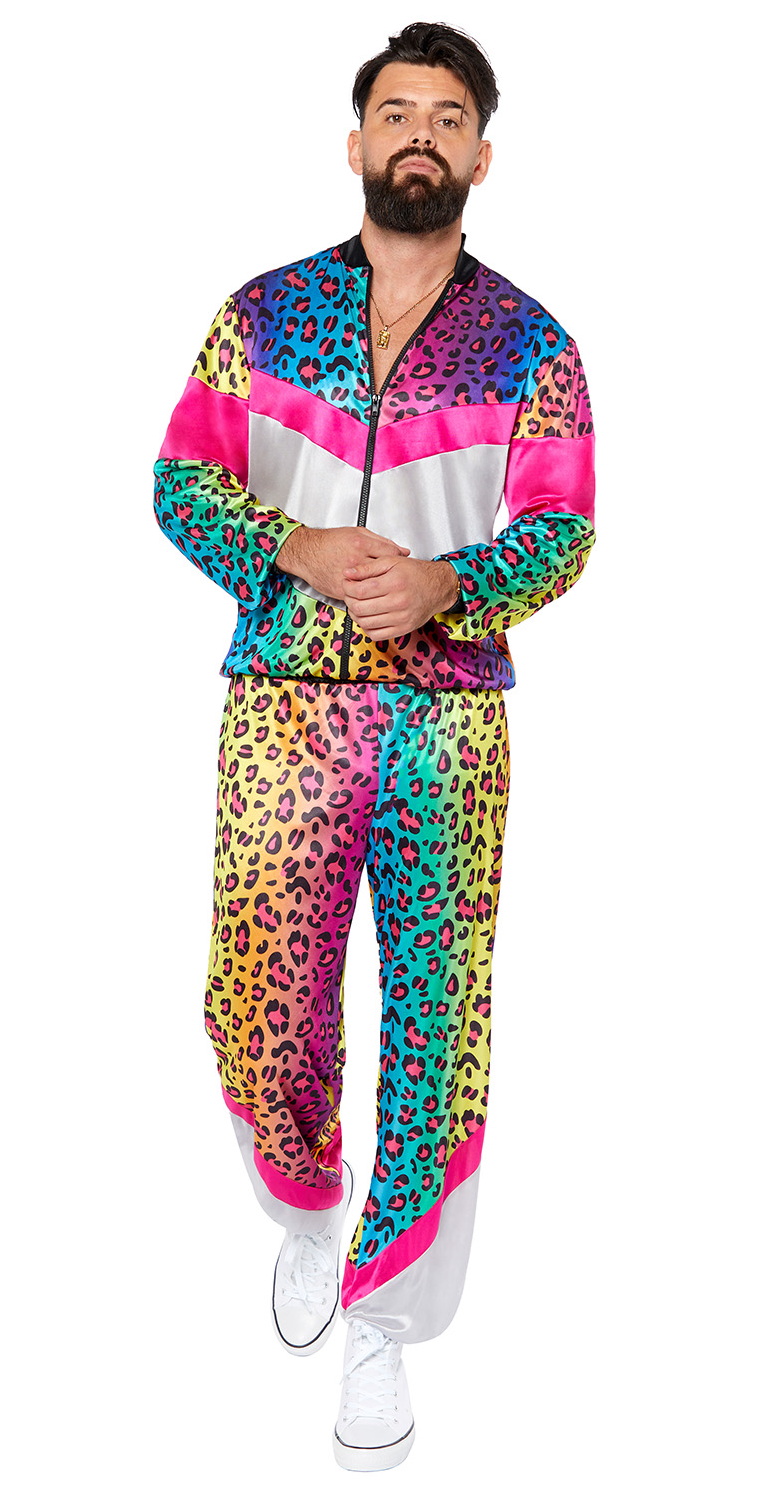 Wild 80s Disco Animal Print Shell Suit Costume - Adult Size Large - Image 3