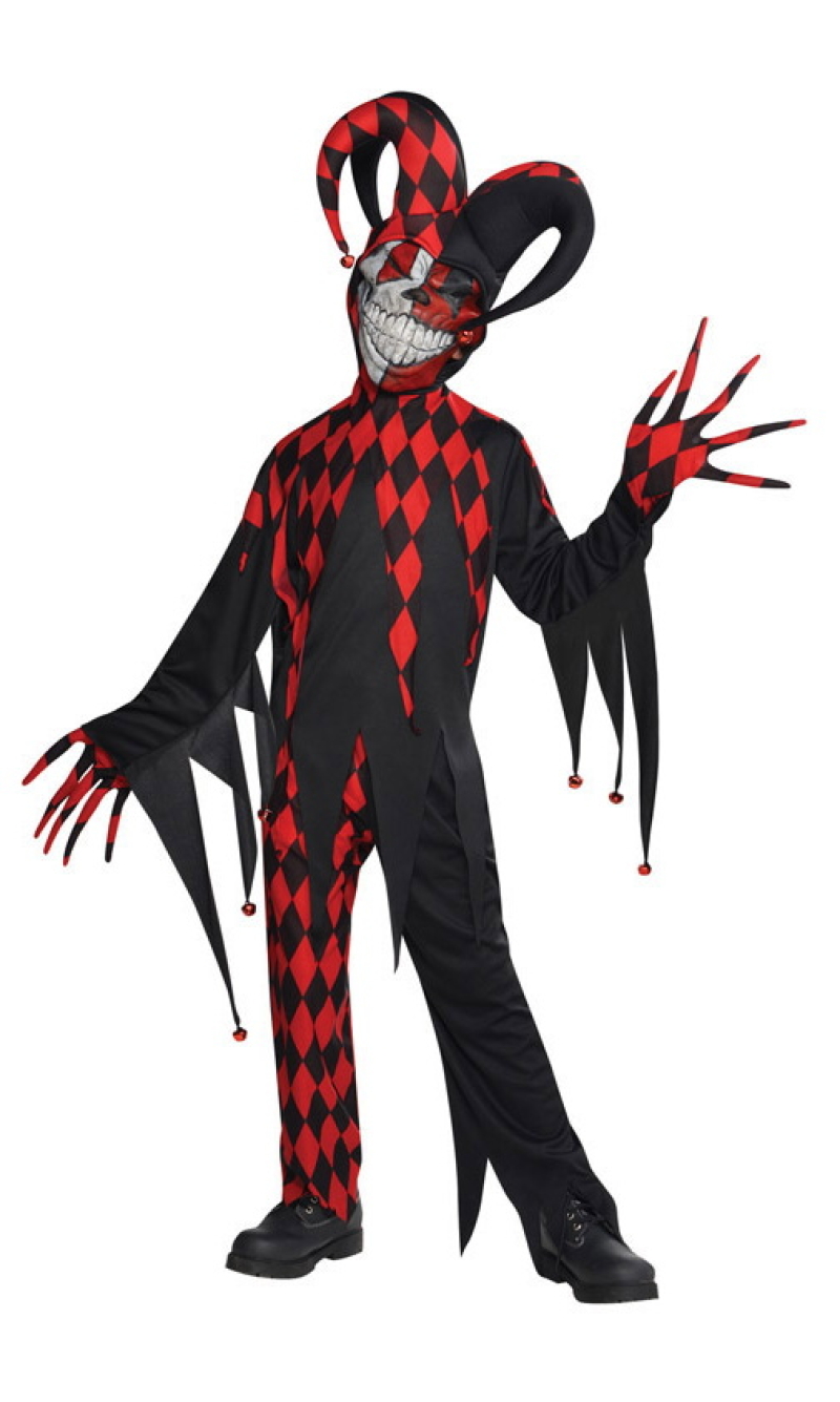 Krazed Jester Boy Costume - Age 14 to 16 Years