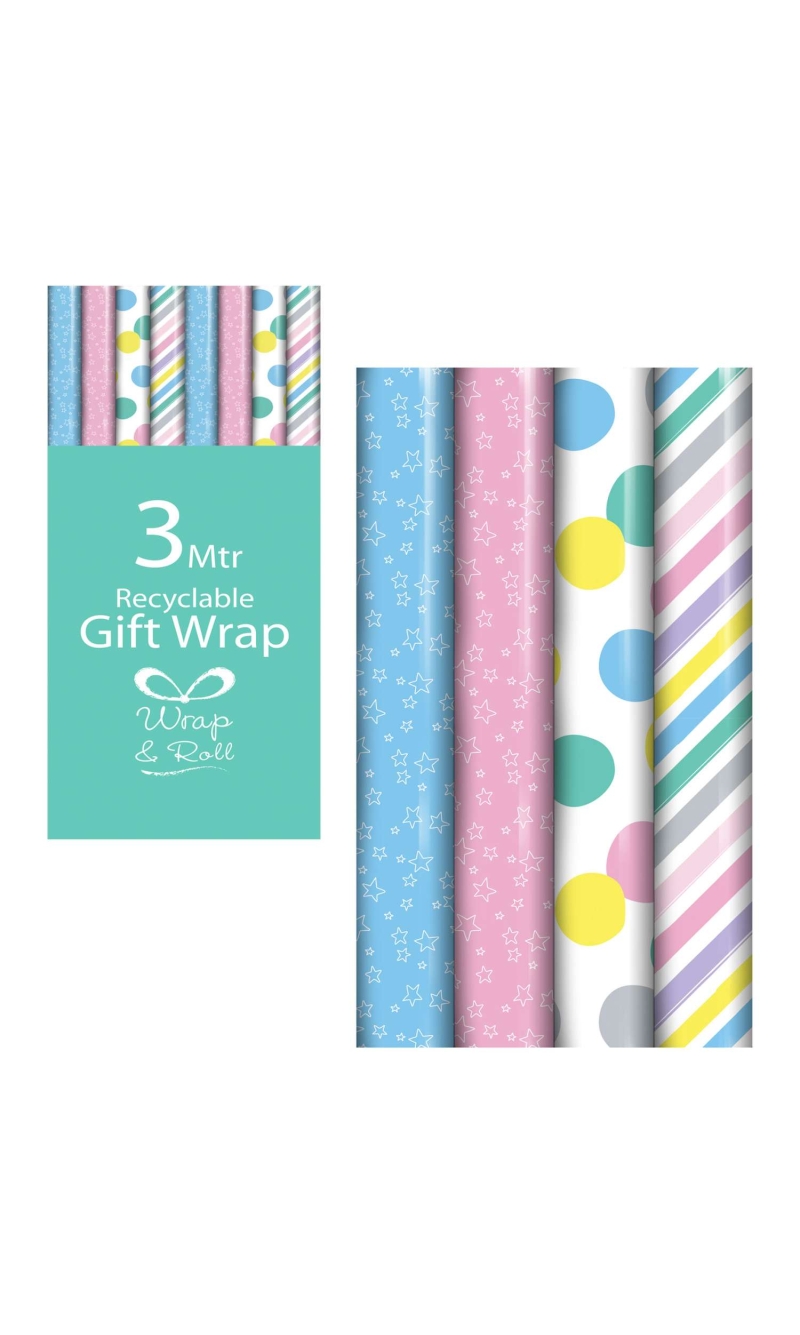 Pastel Wrapping Paper - 3 Meters (Assorted Designs)
