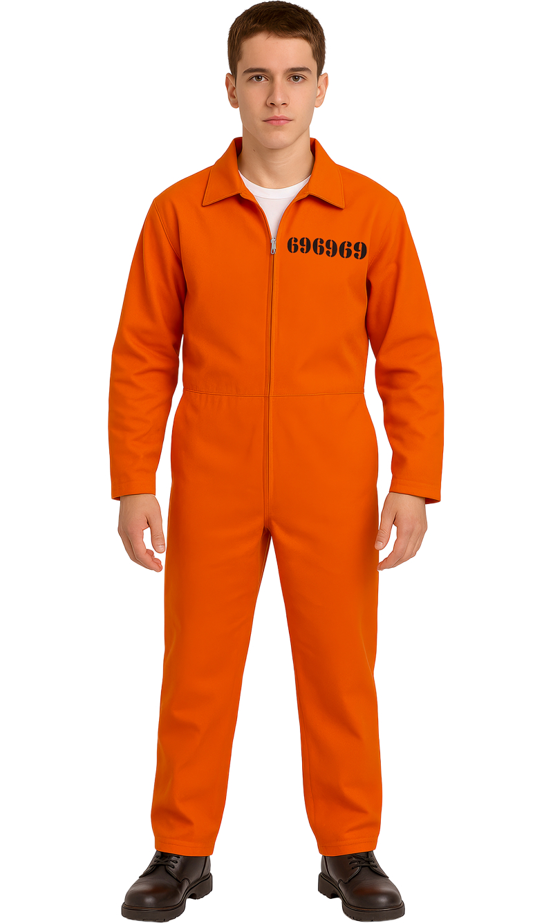 Orange Prisoner Convict Boy Costume – Age 14 to 16 Years