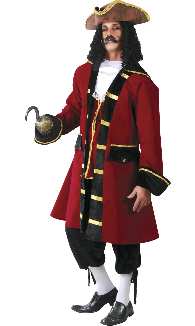 Red Captian Pirate (Capitan Pirata) - Adult Size Extra Large (54-56)