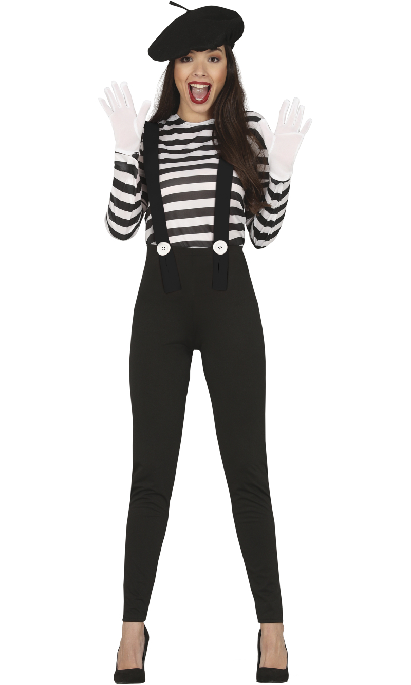 Mime Lady Costume Spandex - Adult Size Extra Large