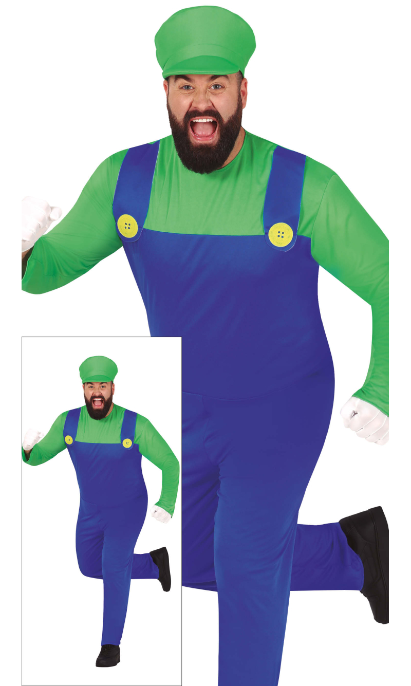 Luigi Train Driver Man Costume - Adult Size XXL (56-58)