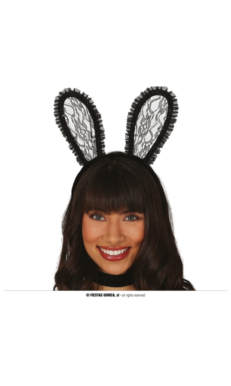 Black & White Bunny Headband - Adult One Size