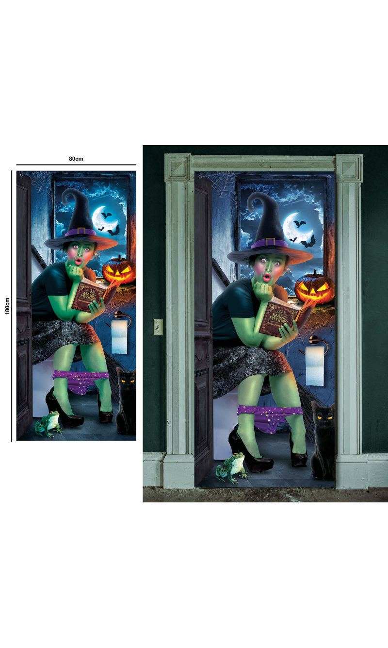 Halloween Surprised Witch Door Decoration 80x180cm