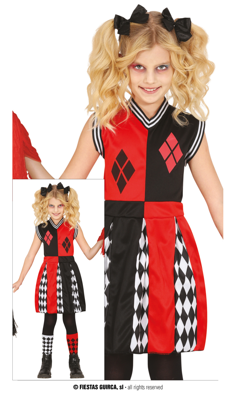 Dangerous Harlequin Cheerleader Costume - Age 7 to 9 Years