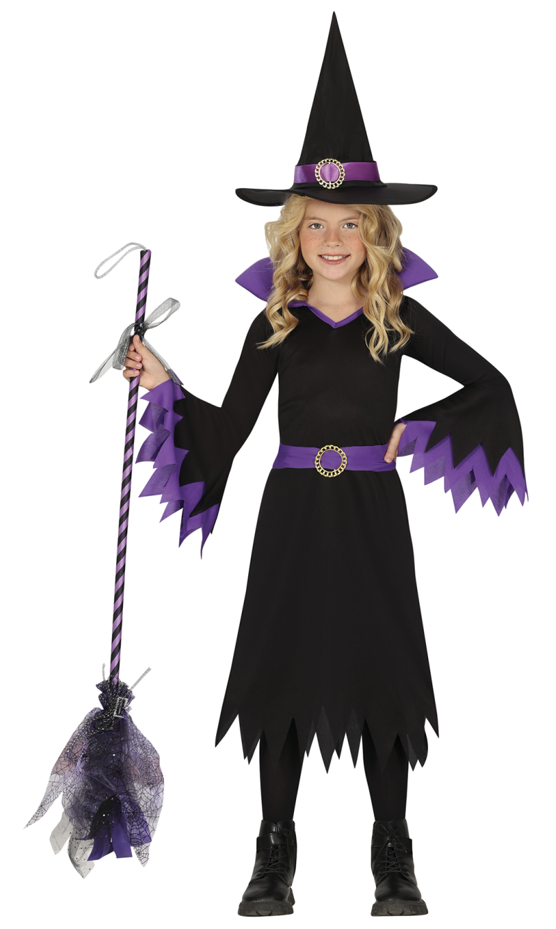 Purple & Black Classic Witch Costume - Age 7 to 9 Years
