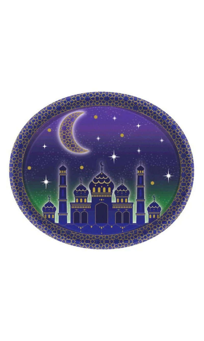 Eid Ramadan Oval Plates 30cm x 25cm - 8pk
