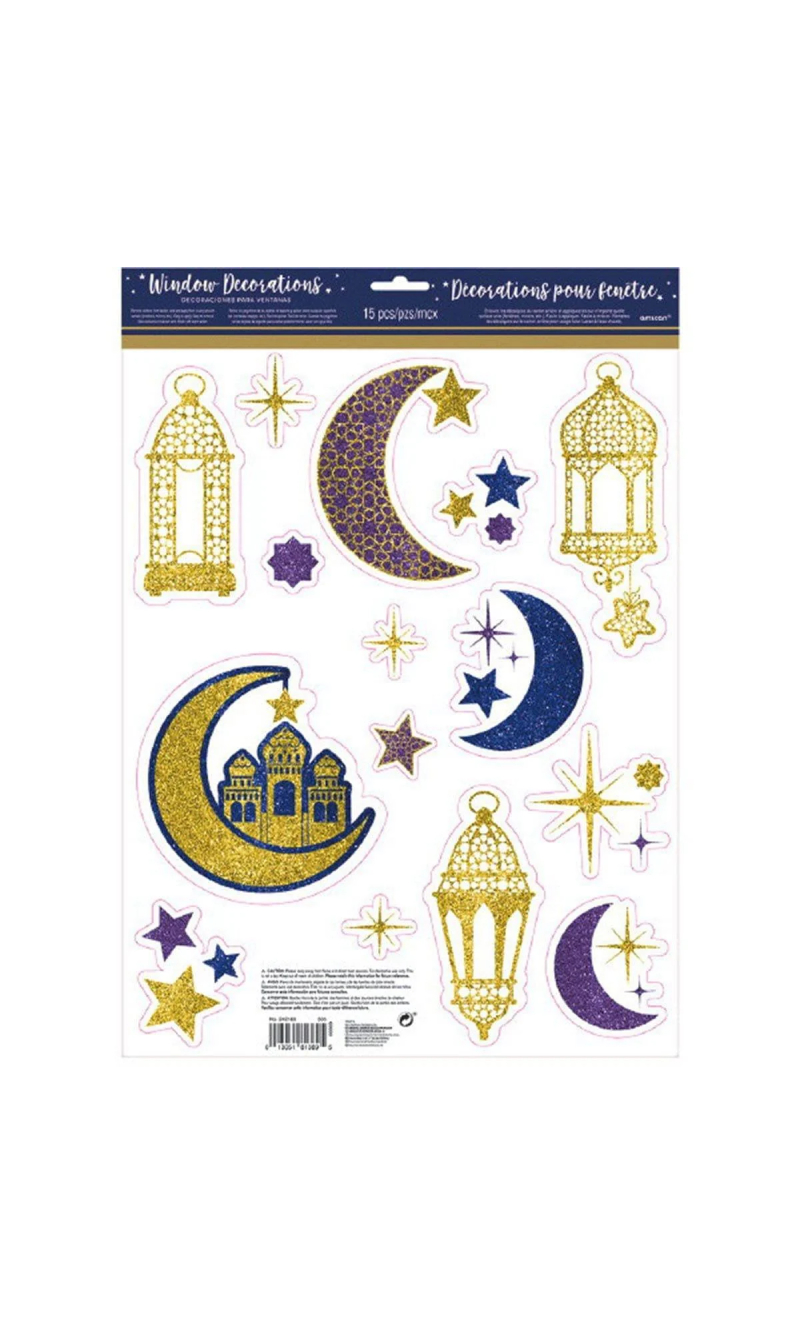 Eid Ramadan Window Decorations - 15pcs