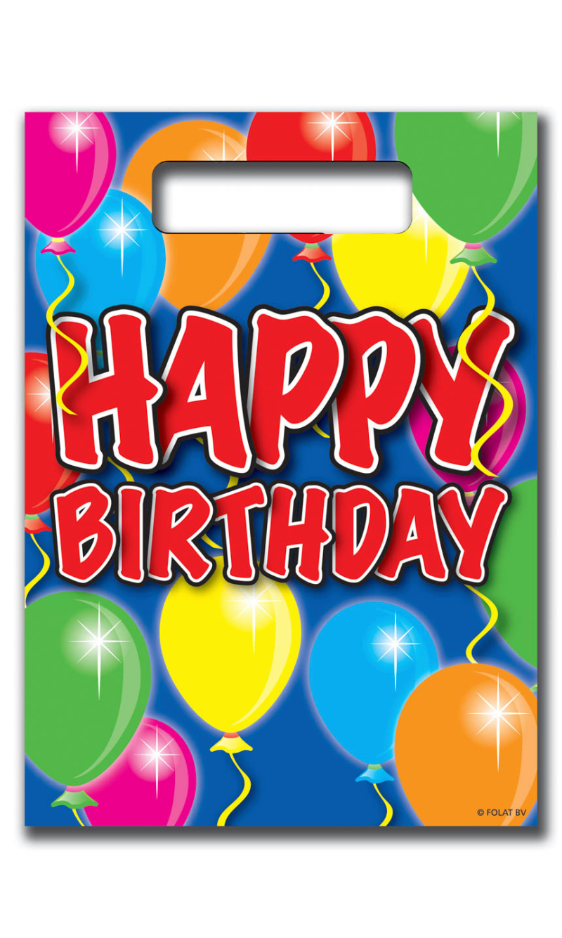 Happy Birthday Balloons Gift Bags 29x18cm - 8pcs
