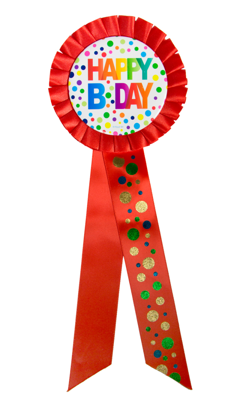 Happy Birthday Badge with Dots XL - 29.5x7.5cm