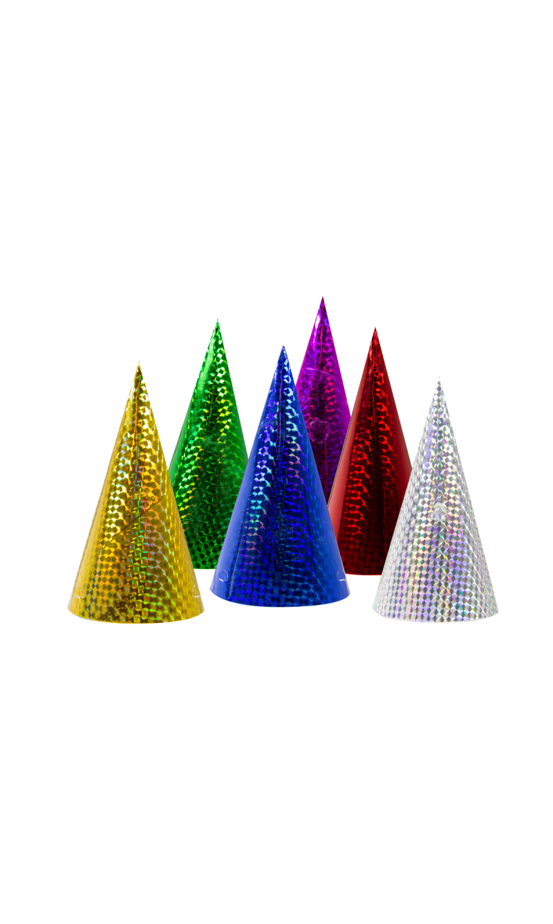 Colourful Party Hats Prismatic - 6pcs