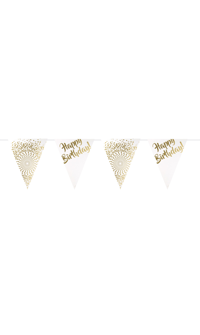 Happy Birthday Luxury Gold Bunting Garland Banner - 6m