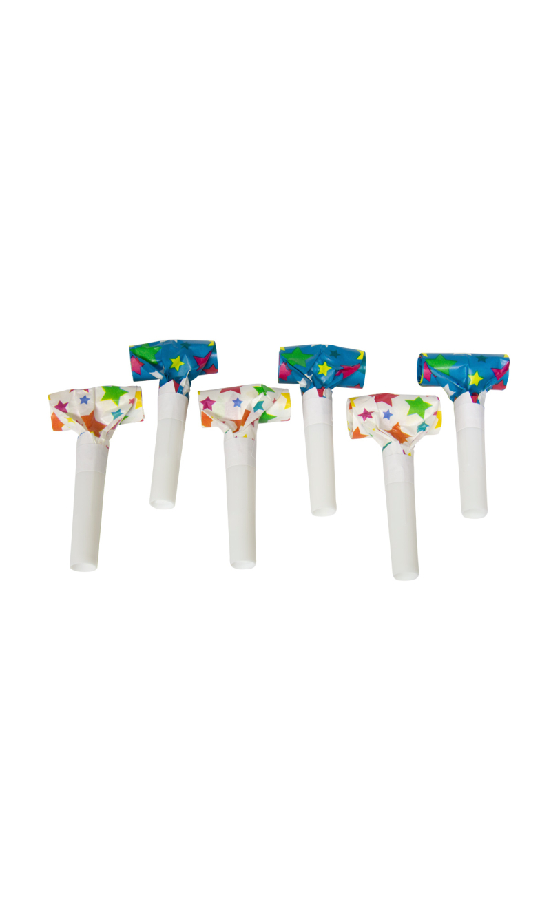 Multicolour Stars Party Blowers 24cm - 6pcs