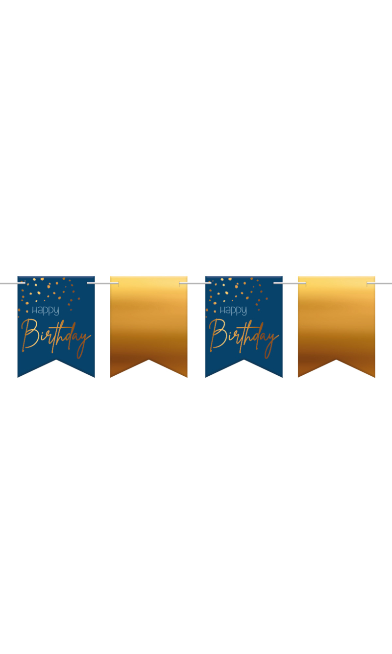 Happy Birthday Bunting Garland Banner Elegant True Blue - 6m