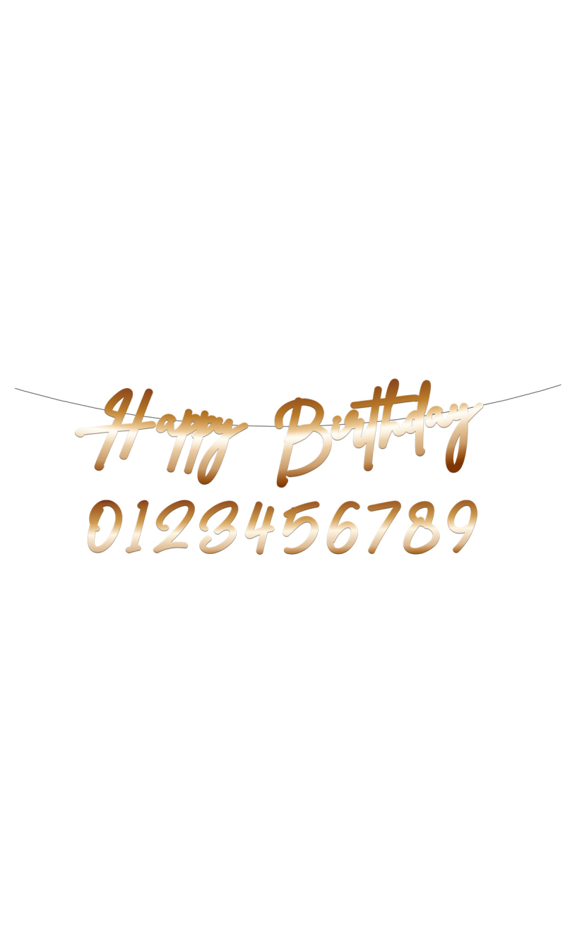 Happy birthday Letter Banner Add Any Age Bronze - 100cm