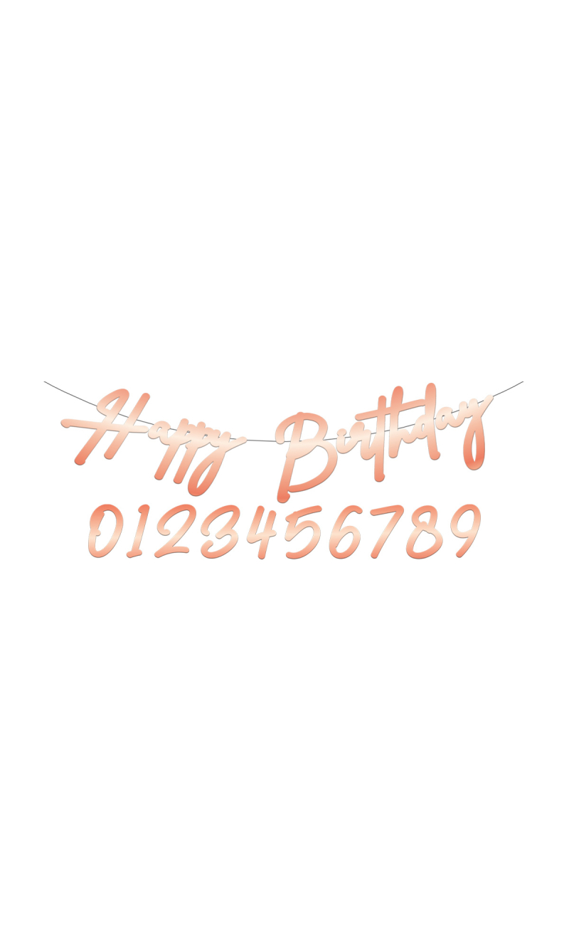 Happy birthday Letter Banner Add Any Age Lush Blush - 100cm