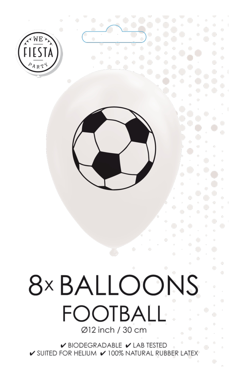 Football 12 Inch White Latex Balloons - 8pcs