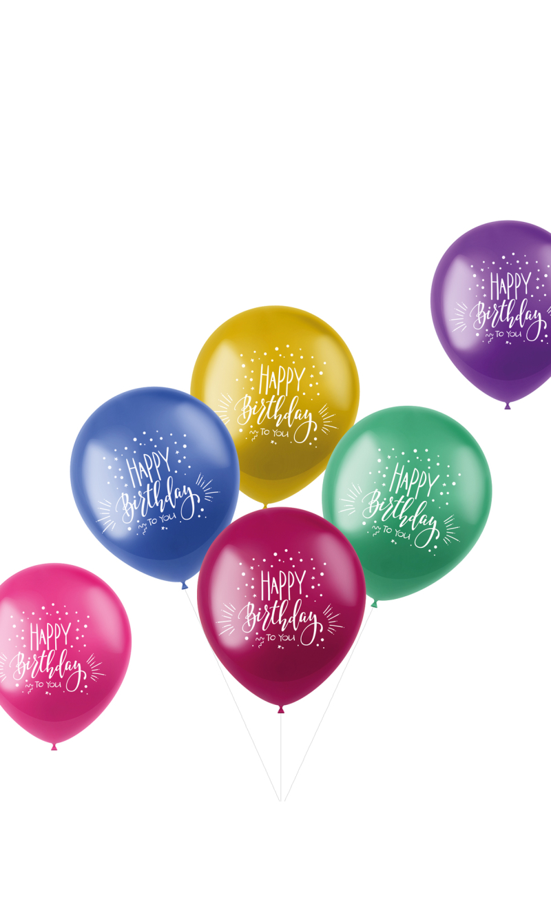 Balloons Shimmer Happy Birthday Multicolored 33cm - 6pcs