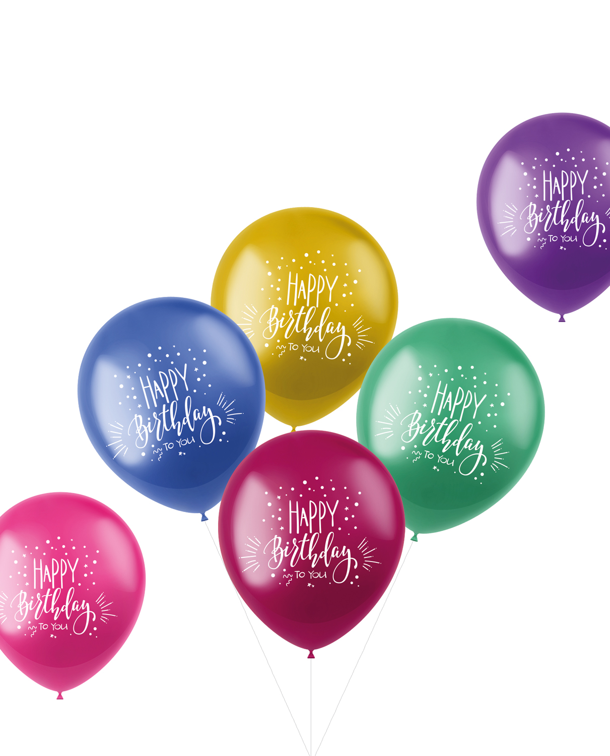 Balloons Shimmer Happy Birthday Multicolored 33cm - 6pcs