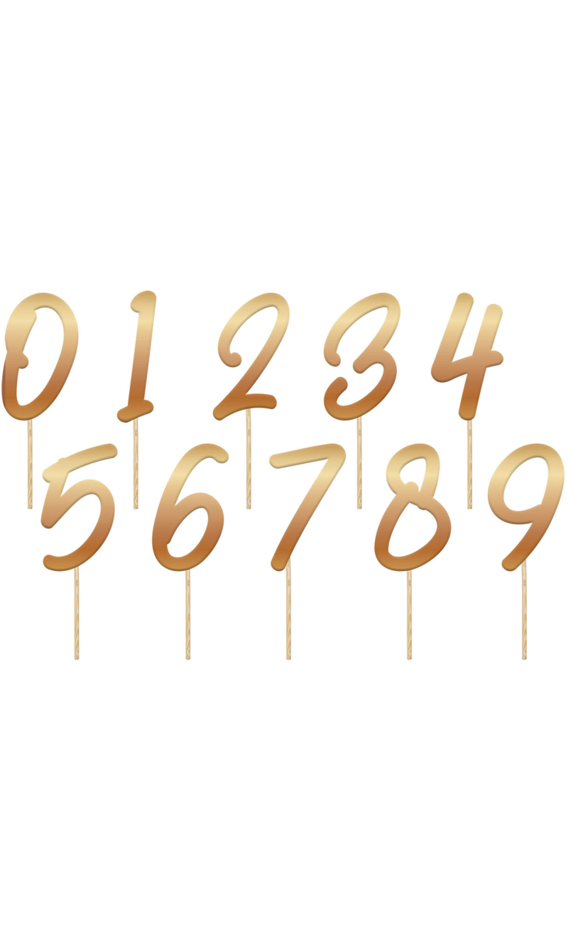 Cake Toppers Numbers Gold 15cm - 20pcs