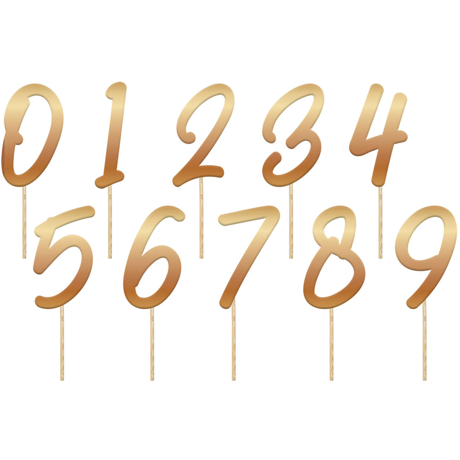 Cake Toppers Numbers Gold 15cm - 20pcs