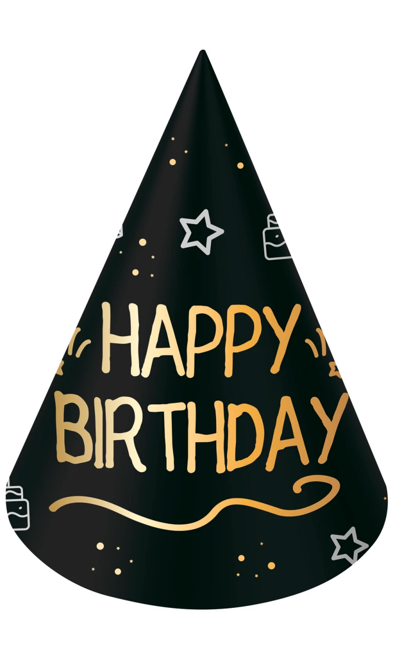 Party Hats - Happy Birthday - Shining Glam - 6pcs
