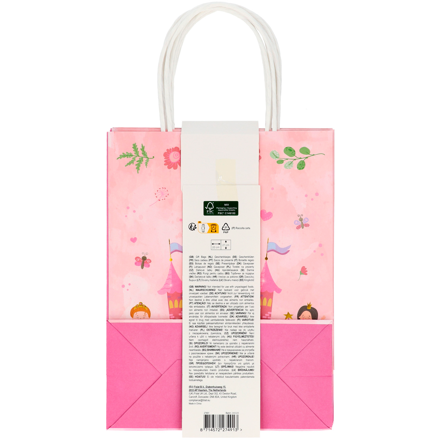 Gift Bags Pretty Princess 20 x 27cm - 6pcs - Image 3