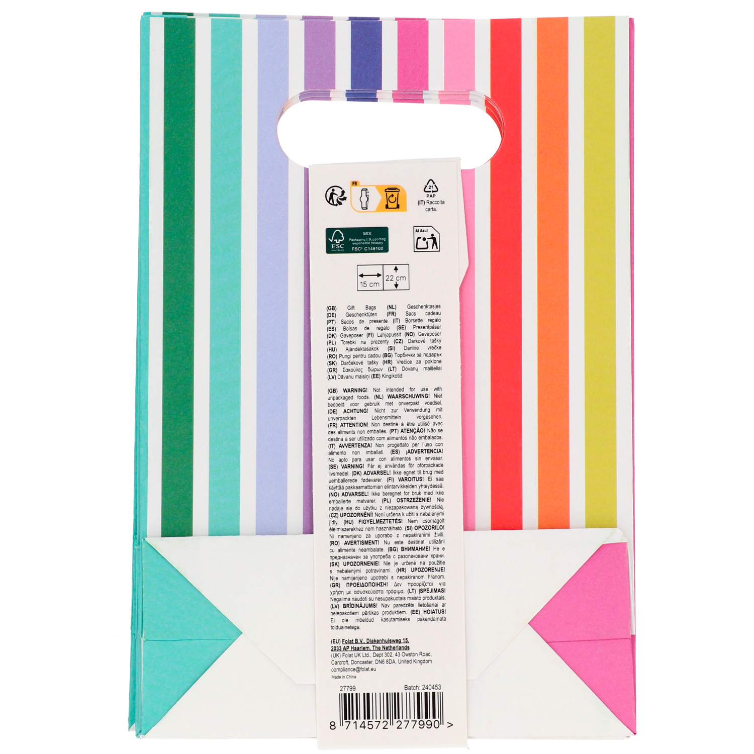 Gift bags Stripetastic 15x22x6cm - 6pcs - Image 3