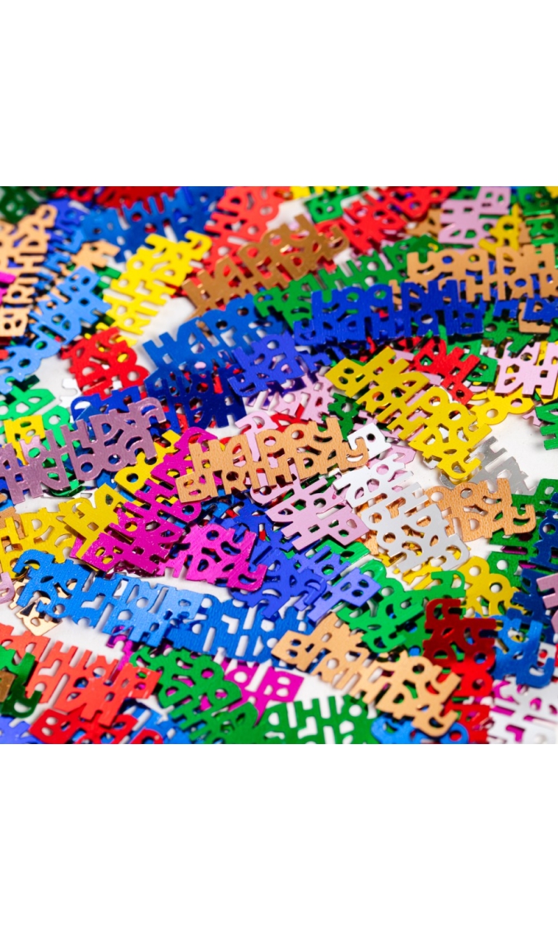 Table Confetti Multicolour Text Happy Birthday - 14g