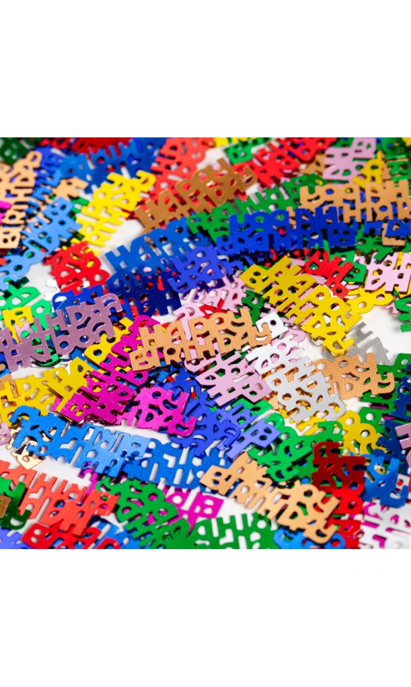 Table Confetti Multicolour Text Happy Birthday - 14g