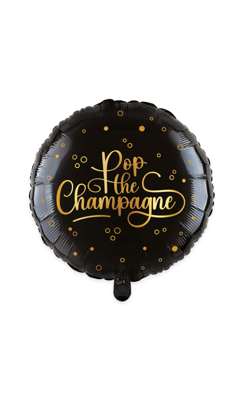 Foil Balloon 18 Inch - Pop The Champagne - Black