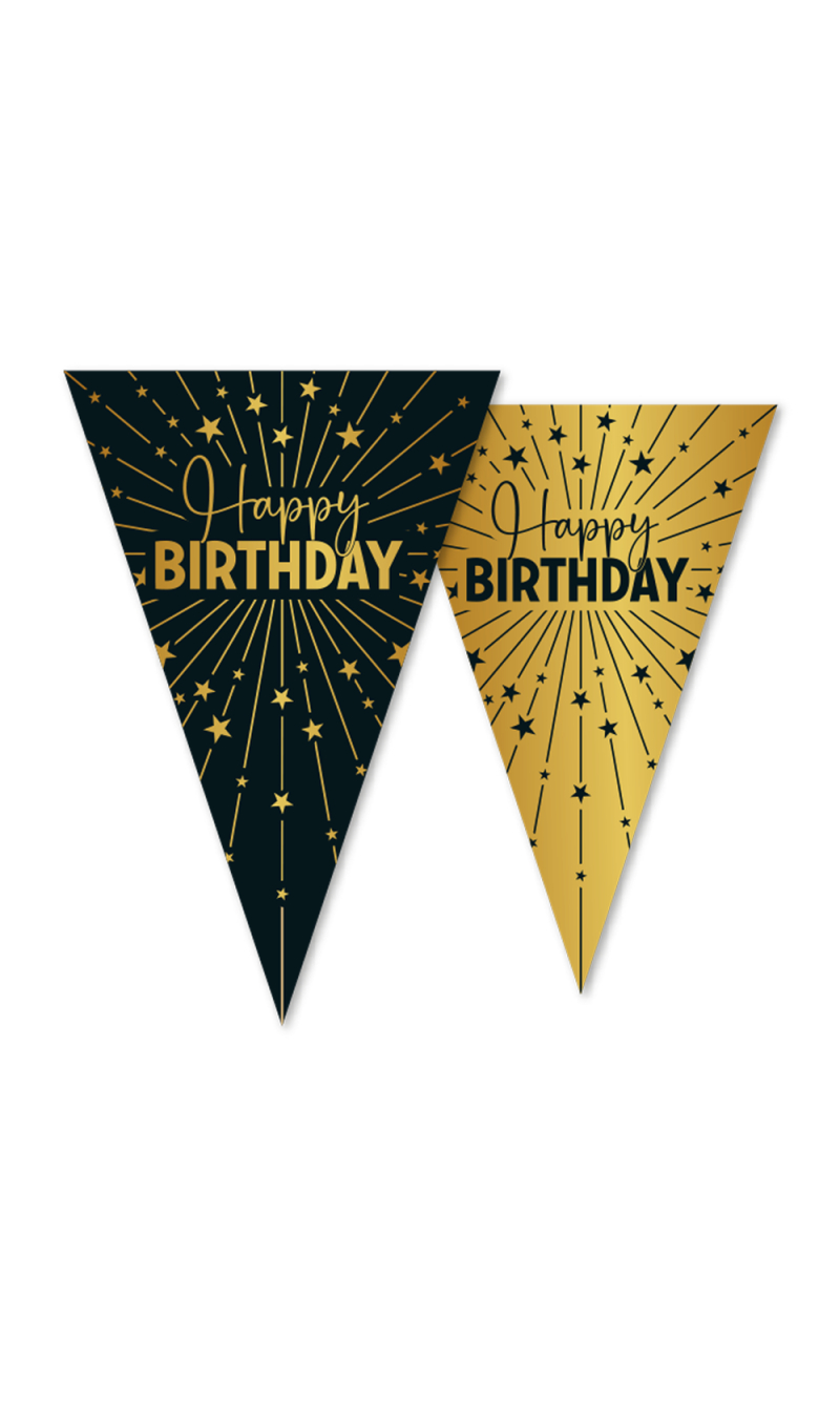Happy Birthday Golden Celebrations (Flag Size 20x30cm) Banner - 10m
