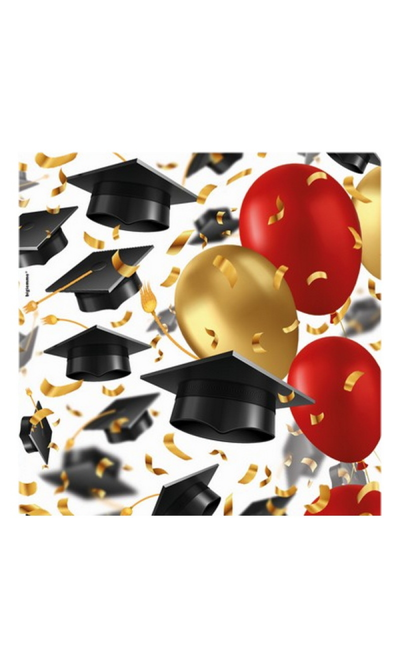 Graduation Hats & Balloons Napkins 33x33cm – 20pcs