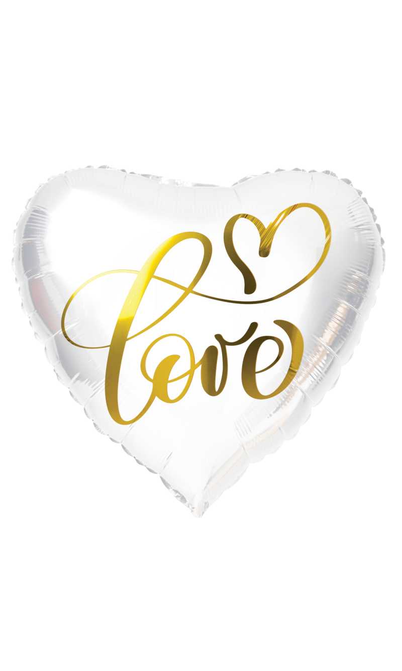 Foil Balloon Heart-shaped White 'Love' - 45cm