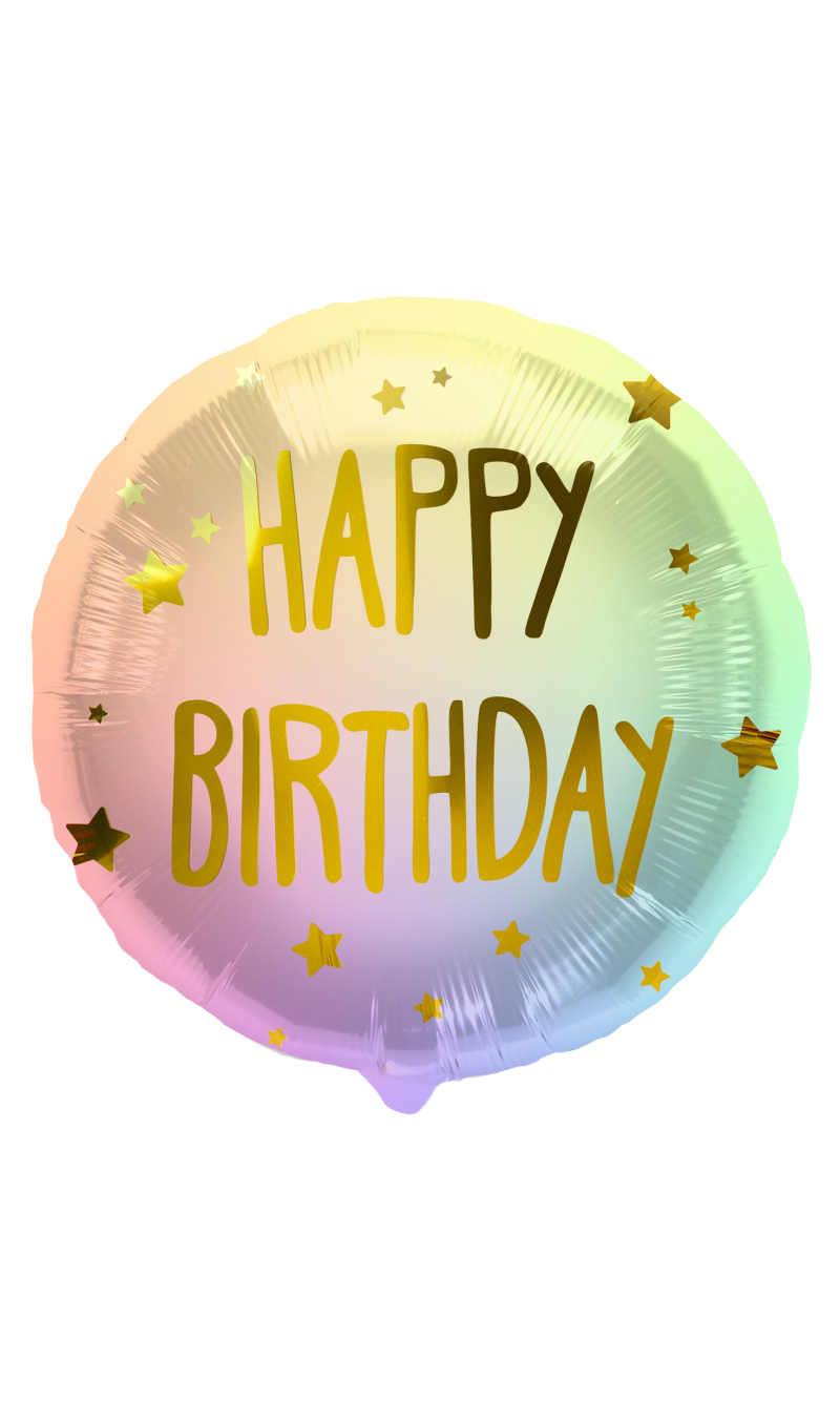 Foil Balloon 'Happy Birthday' Ombre & Stars - 45cm