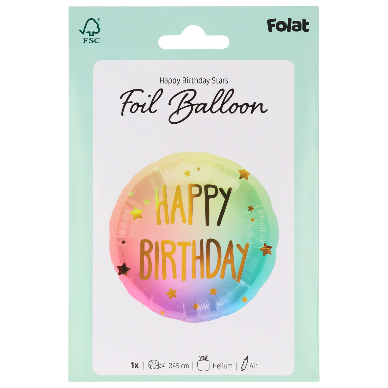 Foil Balloon 'Happy Birthday' Ombre & Stars - 45cm - Image 2