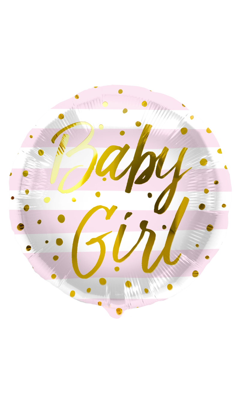 Foil Balloon 'Baby Girl' Stripes Pink - 45cm
