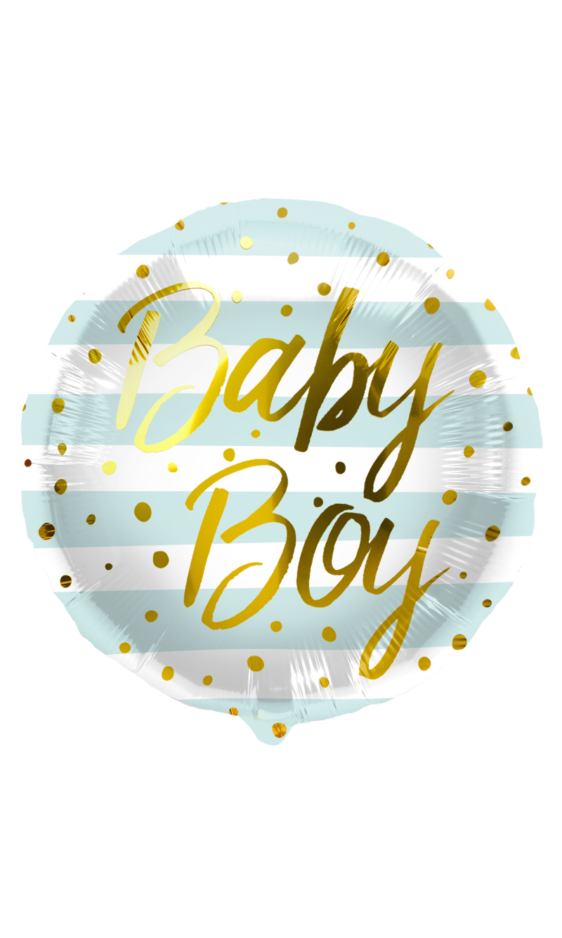 Foil Balloon 'Baby Boy' Stripes Blue - 45cm