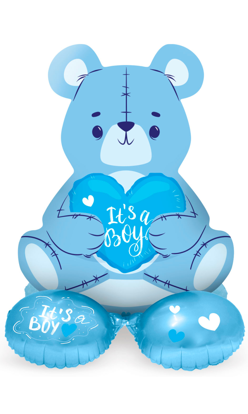 Foil Balloon with Base Bear 'It's a Boy' Blue - 61cm