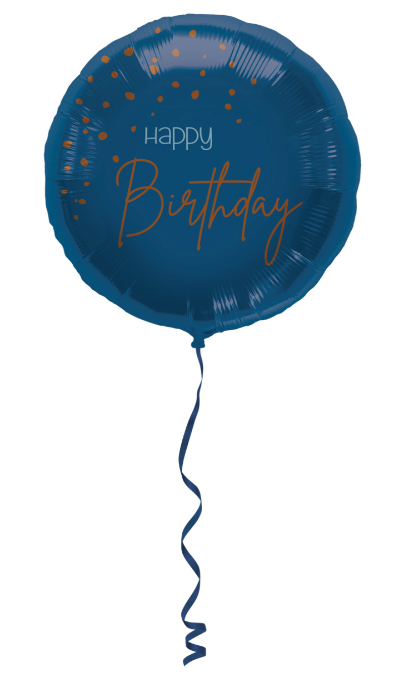 Foil Balloon Happy Birthday Elegant True Blue - 45cm