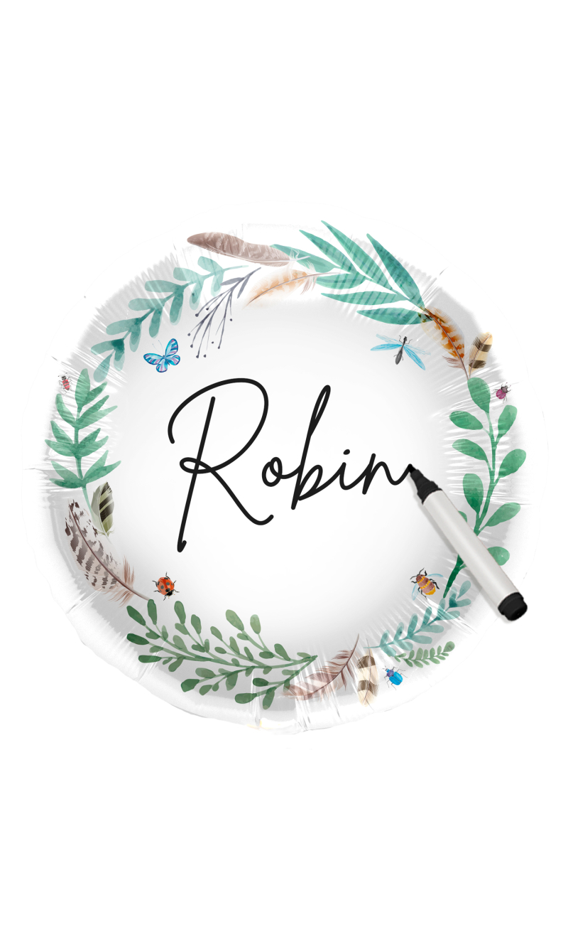 Foil Balloon Nature White Personalised - 45cm