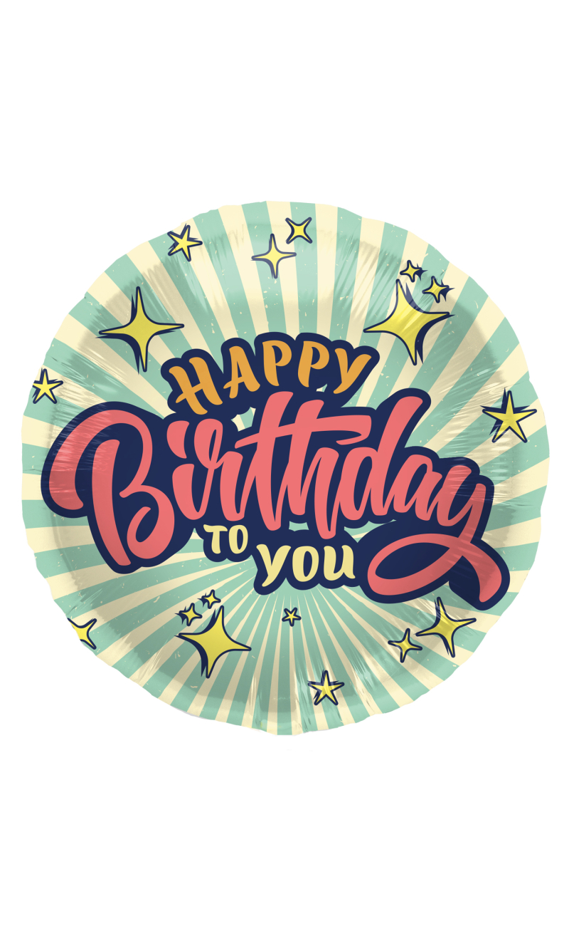 Foil Balloon Birthday Retro Stars - 45cm