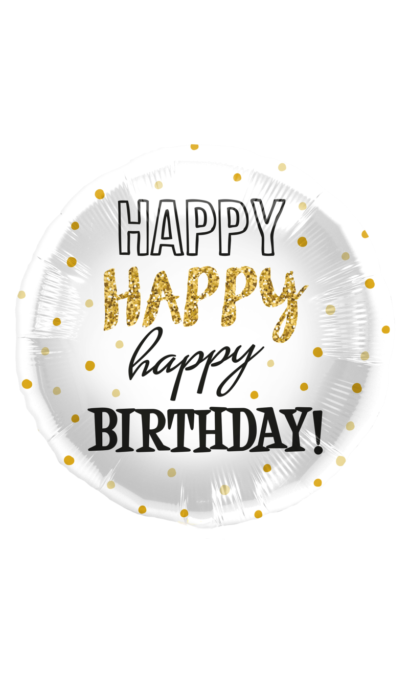 Foil Balloon Happy Birthday Gold Dots - 45cm
