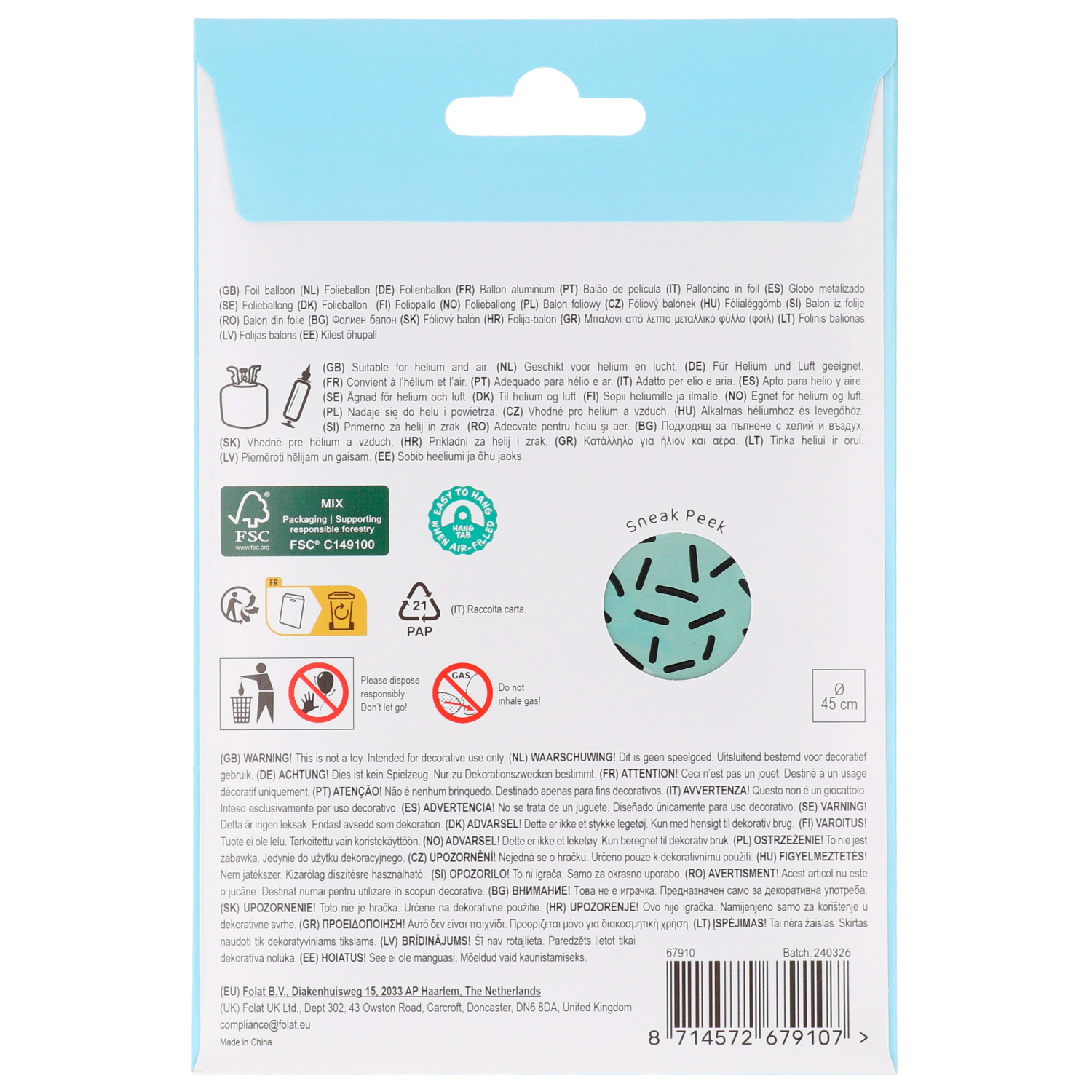 Foil Balloon Birthday Stars Blue/Gold - 45cm - Image 3