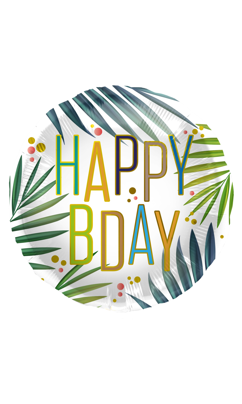 Foil Balloon Birthday Greenery Palms - 45cm