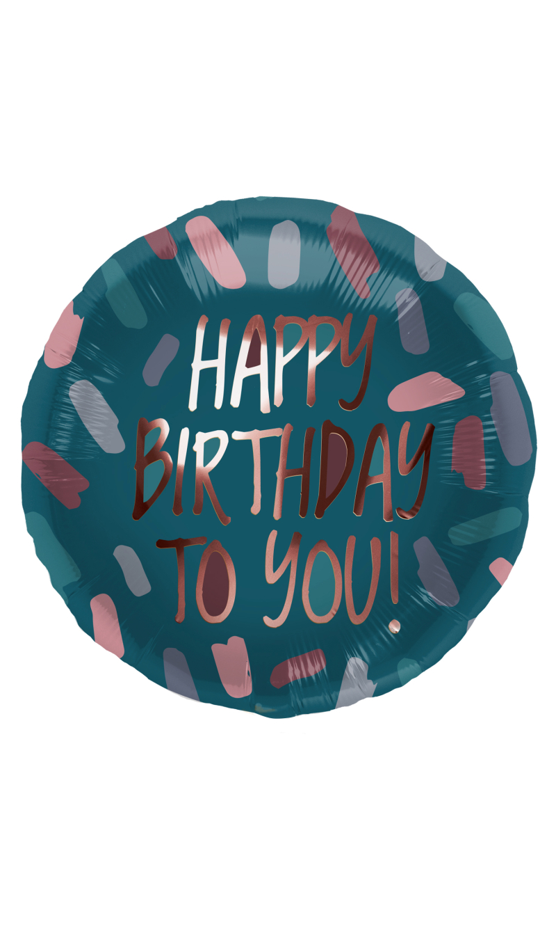 Foil Balloon Birthday Chique Petrol/Rose Gold - 45cm